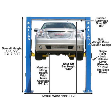 Atlas 10,000 lb Extra Tall 2-Post Lift